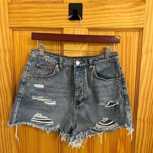 Grey Bandit light wash shorts